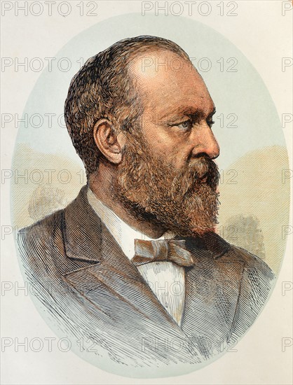 Colour portrait of James Garfield, 20th President of the United States of America
