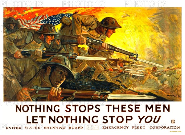 1918 American World War one propaganda poster by Howard Giles,