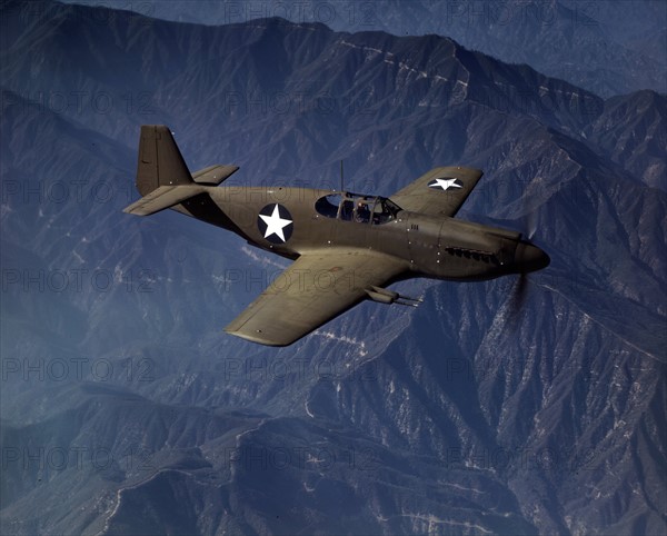 World War two: Royal Air Force P-51 'Mustang' fighter in flight,