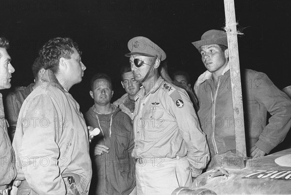 Suez campaign 1956, David Elazar, Ariel Sharon, Uzi Narkis General Moshe Dayan