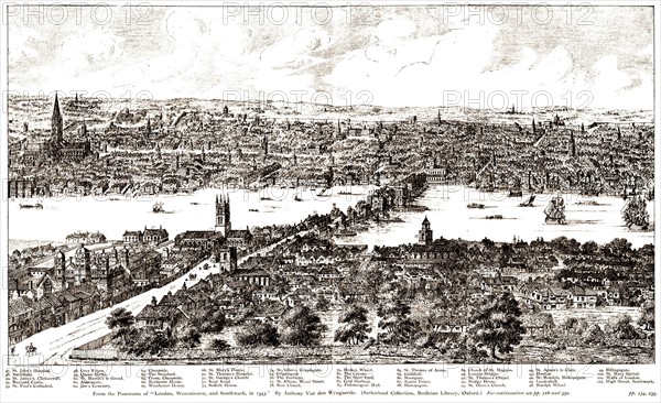 panorama of London in 1543 by Wyngaerde