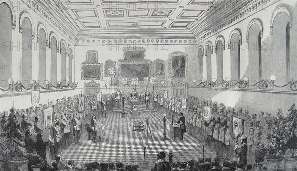 meeting of British freemasons with masonic rituals 1860