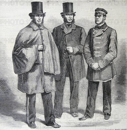 Engraving depicting the new uniforms of postal staff