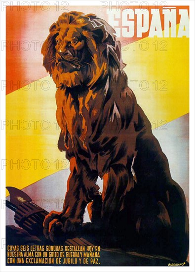 Spanish Civil War nationalist (pro-Franco) propaganda poster 1938