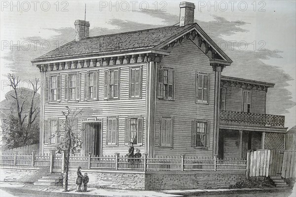 Engraving depicting the residence of Abraham Lincoln, Springfield, Illinois