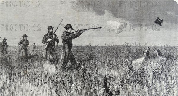 Engraving depicting the Prince of Wales shooting