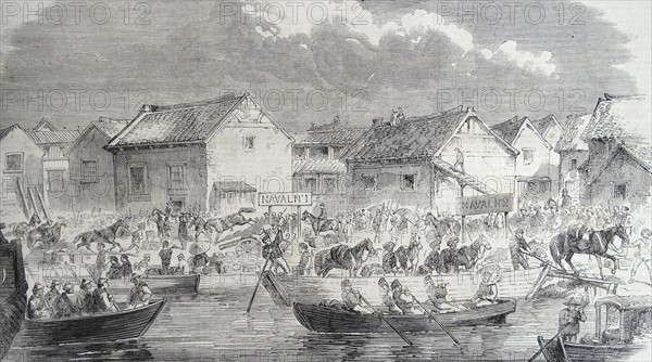 Engraving depicting the landing of British Troops at Pehtang