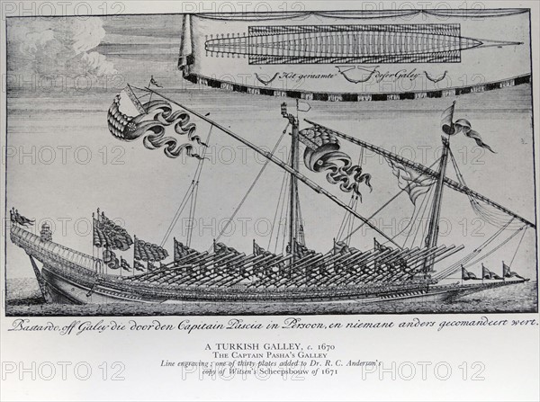 Line engraving of the Turkish Captain Pasha's Gallery