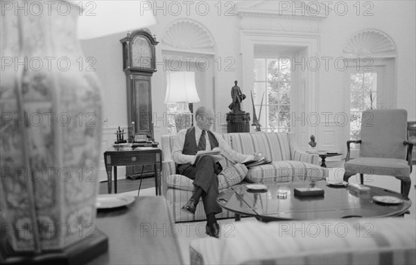 Photograph of President Gerald Ford preparing for his first debate with Jimmy Carter