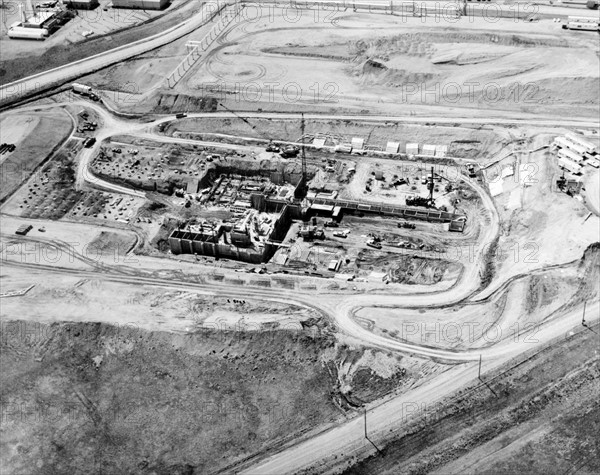 Photograph of an aerial view of the Rocky Flats Plant, Non-Nuclear Production Facility