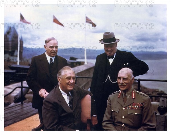 Franklin Roosevelt, McKenzie King, Winston Churchill, Quebec, August 1943
