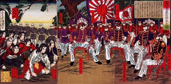 Colour painting depicting Satsuma Rebels 1877