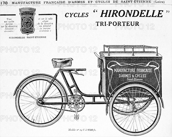French 'Hirondelle Triporteur' Tricycle bike circa 1890
