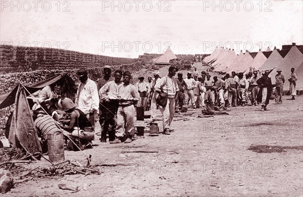 French Foreign Legion, soldiers camp near Safsafat, Morocco, 1901