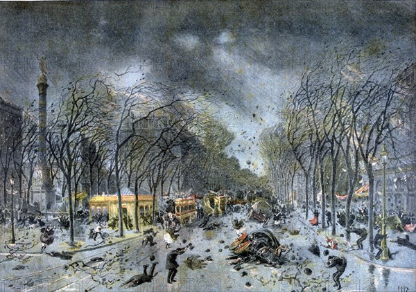 Damage to Chatelet area of Paris following a cyclone 1896