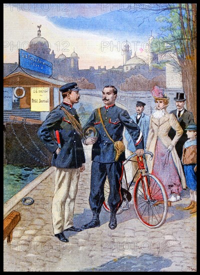 The French river police and mounted bicycle policeman