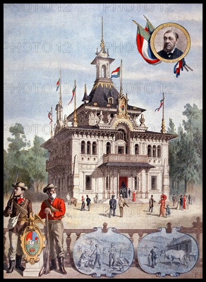 Illustration showing the Transvaal pavilion at the Exposition Universelle of 1900