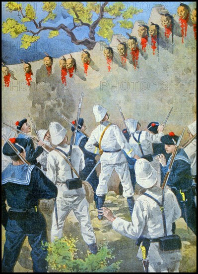 Heads of executed Boxer rebels on the walls of Chaozhou