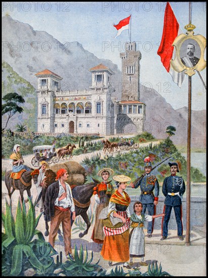 Illustration showing the Monaco Pavilion, at the Exposition Universelle of 1900