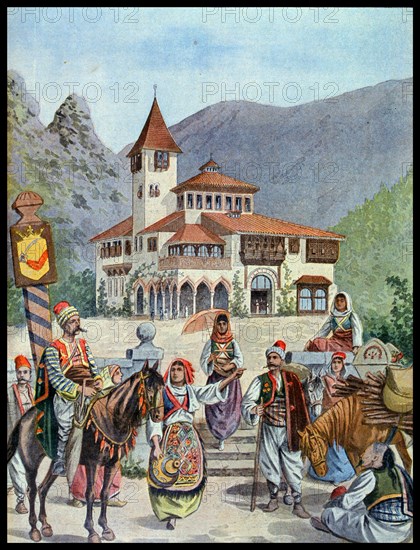 Illustration showing the Bosnian Pavilion, at the Exposition Universelle of 1900