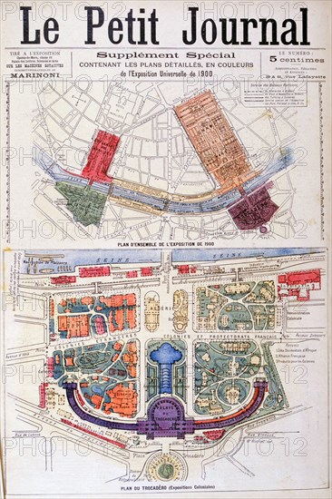 Illustration showing a plan of the exhibition areas for the Exposition Universelle of 1900