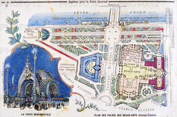 Illustration showing a plan of the exhibition areas for the Exposition Universelle of 1900