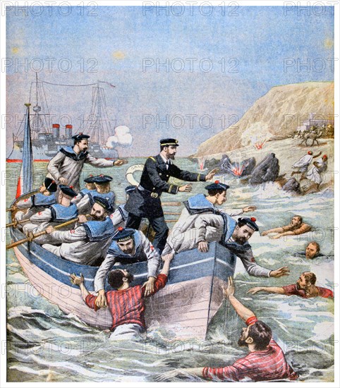 French warship rescues survivors from the Empire of the Sahara expedition, 1903