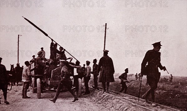 Russian soldiers desert from the front line in WWI