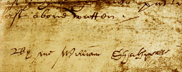 photograph of a 'Will' dated 1616, bearing Shakespeare's signature