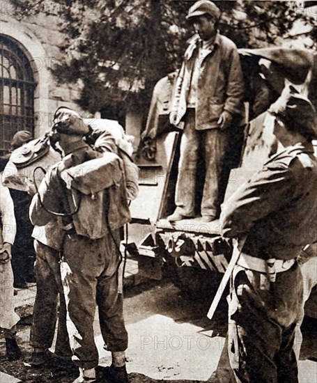 British Soldiers use metal detector to check Jews entering the Old City of Jerusalem, to prevent smuggling of weapons