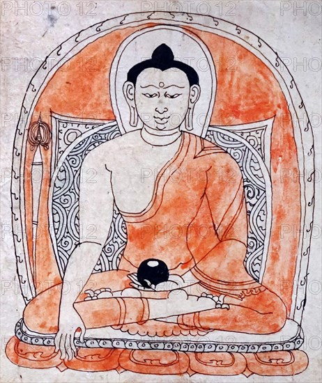 Consecration Drawing depicting the Gautama Buddha, also known as Siddhartha Gautama, Shakyamuni Buddha, on whose teachings Buddhism was founded