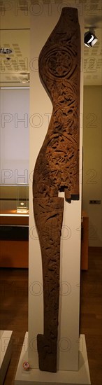 Zoomorphic carved Gothic doorpost from an Icelandic 13th-14th century church