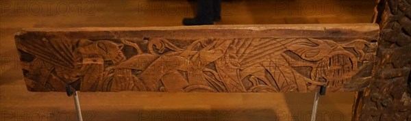 Zoomorphic carved Gothic doorpost from an Icelandic 13th-14th century church