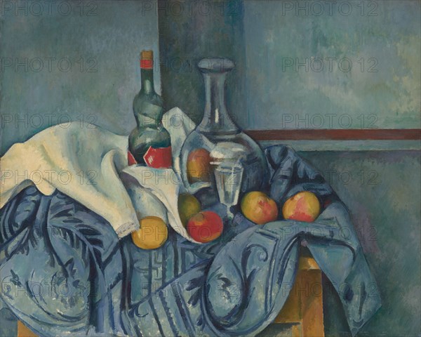 Painting titled 'The Peppermint Bottle' by Paul Cézanne