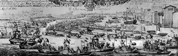 Engraving depicting the arrival of Queen Catherine of Aragon