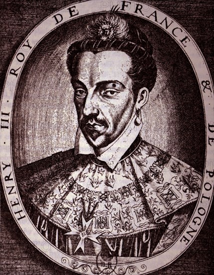 Engraved portrait of King Henry III of France