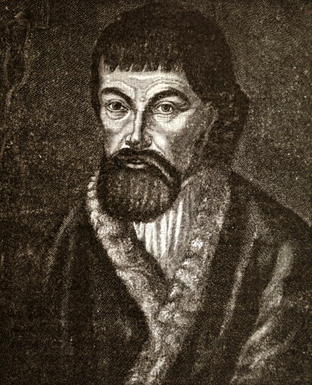 Engraved portrait of Yemelyan Pugachev