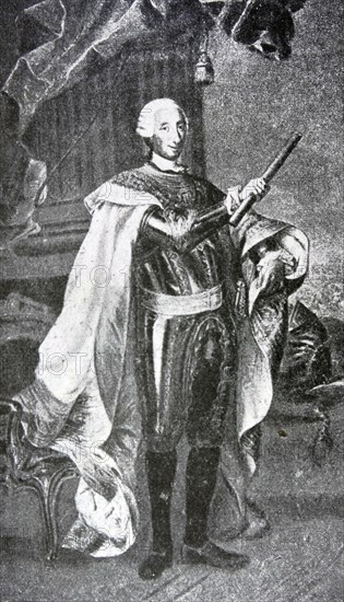 Engraved portrait of King Charles III of Spain