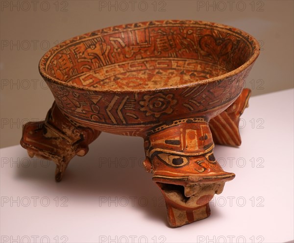 Ceramic tripod vessel with feline representations, from Nicaragua