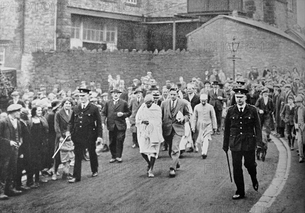 Mahatma Gandhi visiting a Lancashire Cotton Mill, England, 1931,