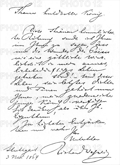 The first letter to King Ludwig II of Bavaria