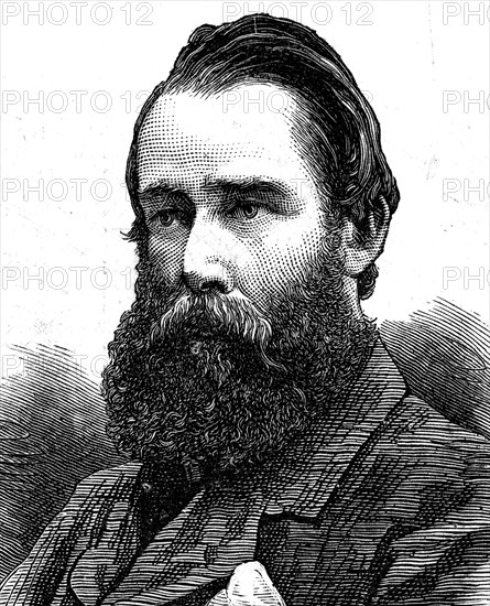 Illustrated portrait of Charles Wahab, a British traveller and explorer