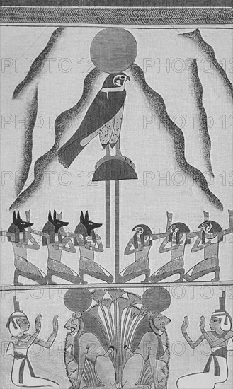 The Egyptian cosmos with the Sun God Ra and the Moon God Khonsu