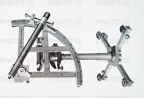 Illustration of an astronomical quadrant, an instrument used to measure angles up to 90 degrees