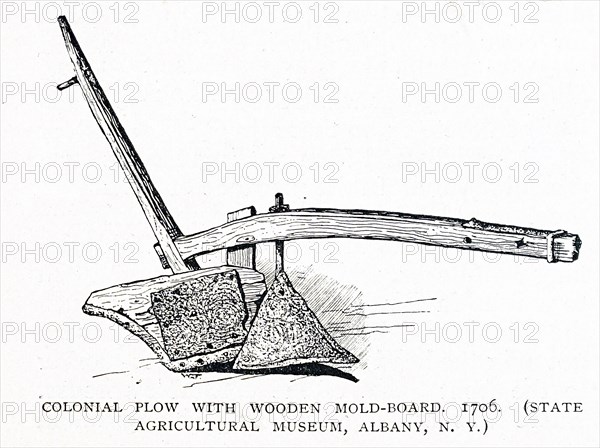 A colonial plough with wooden mold-board