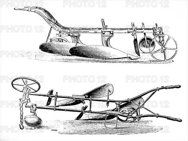 A Ransomes, Sims & Jefferies double furrow ploughs