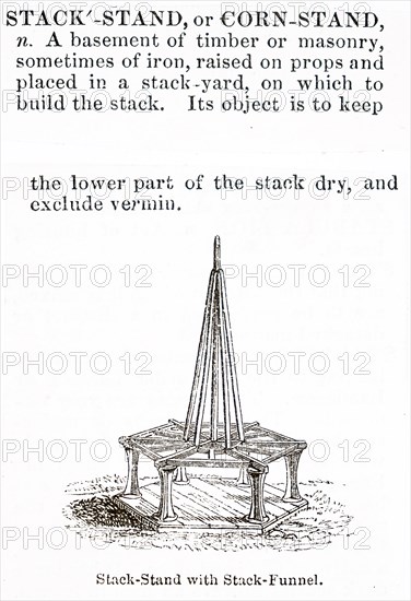 Engraving depicting a stack-stand with a stack-funnel