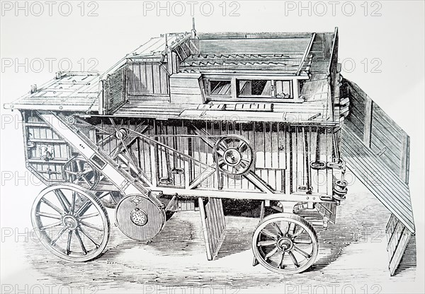 A steam driven threshing machine