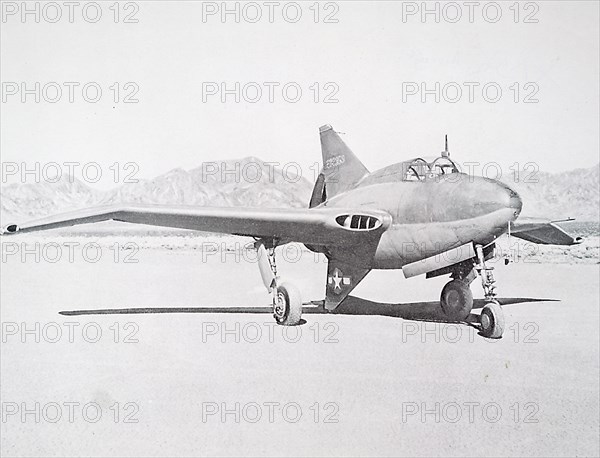 Photograph of a Northrop XP-56 Black Bullet, a prototype fighter interceptor built by the Northrop Corporation