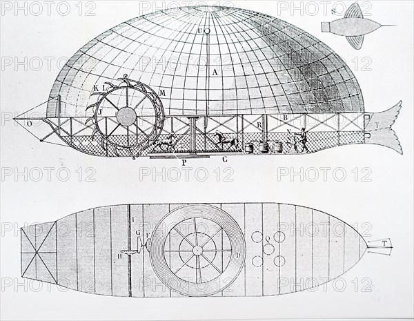 Engraving De Masse's balloon